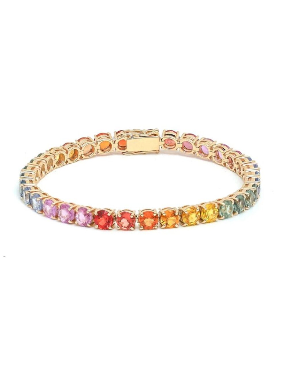 Spectrum Radiance Sapphire 14K (Custom) Yellow Gold Tennis Bracelet